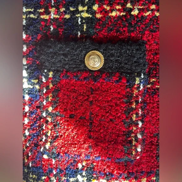 Red Zara Skirt mini tweed plaid - Picture 5 of 10